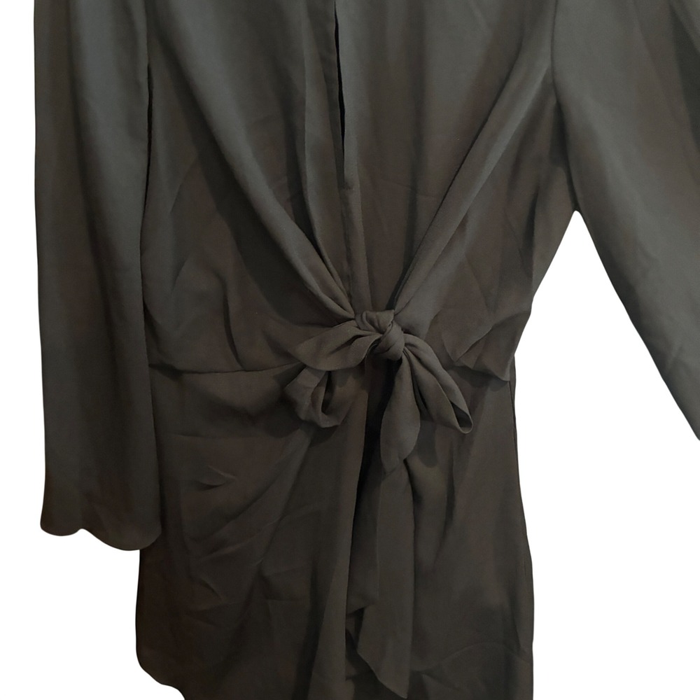 Office Siren LBD Tie Front Keyhole Mini Dress Womens Size M Black Whimsigoth - Picture 3 of 8